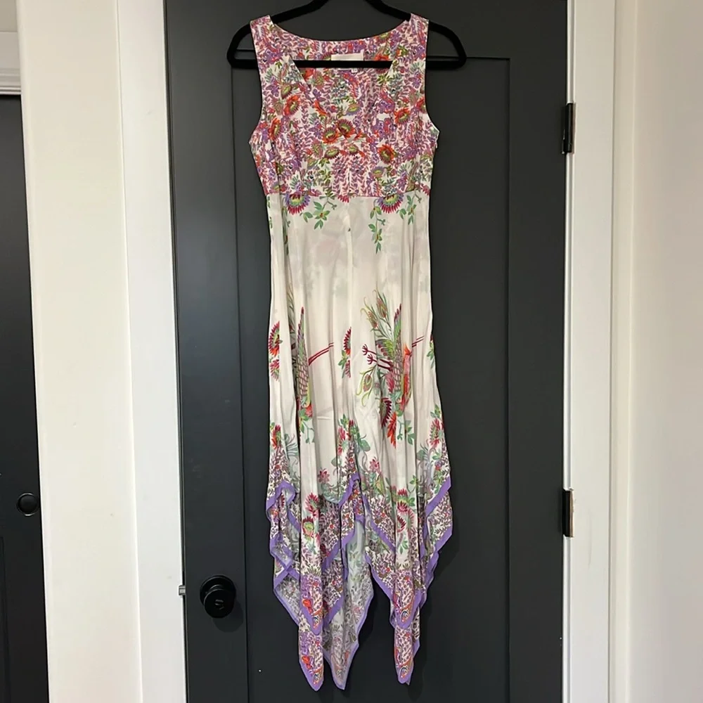 RARE! Anthropologie Analise midi length fairy hem birds of paradise dress, 4 - Picture 5 of 11